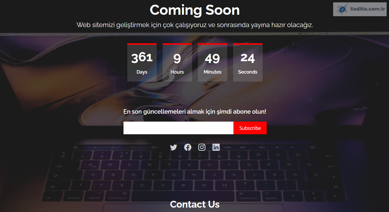 Coming Soon - Ücretsiz Yapım Aşamasında Şablonu