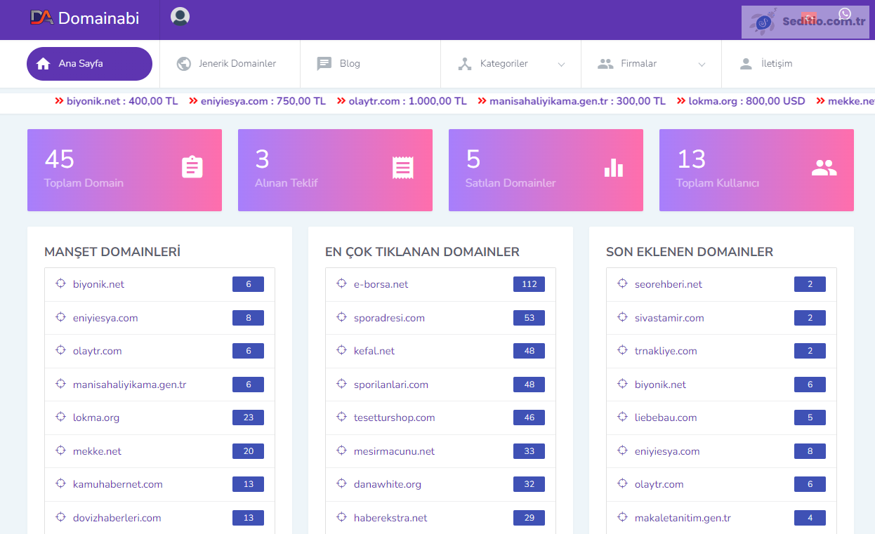 Domainabi.com - Türkiye'nin Online Domain Alım Satım Sitesi